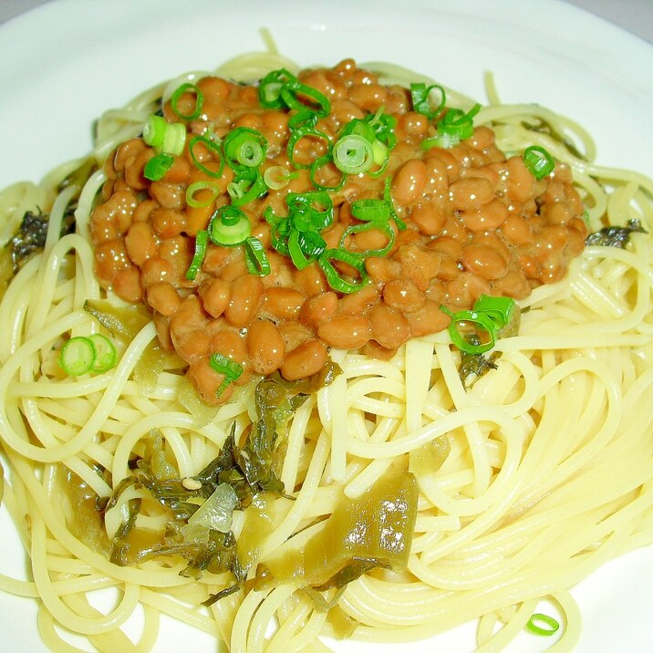 この組み合わせ◎♪我が家の“”納豆と高菜のパスタ